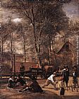 Jan Steen Famous Paintings - Skittle Players Outside an Inn